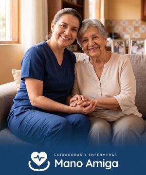 Cuidadora acompañando a persona mayor - Mano Amiga